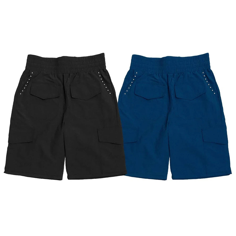 Basic Wide Leg Nylon Sportswear Pants Solid Color Elastic Waist Men Convertible Track Pants
