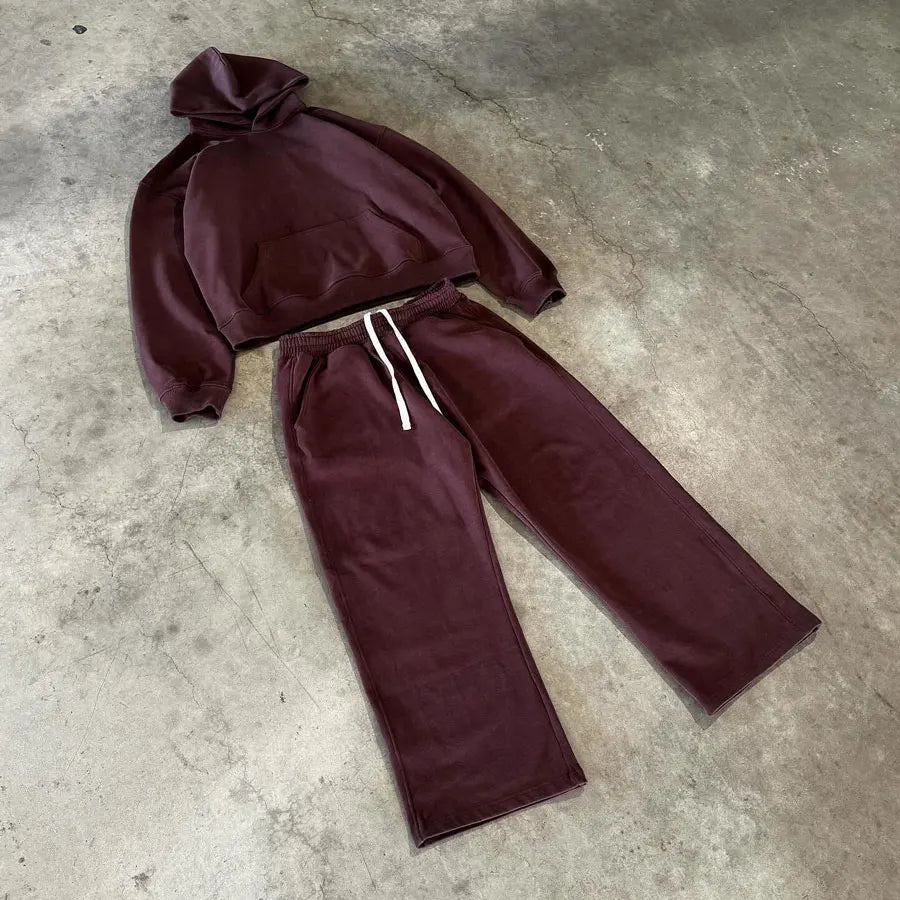 Basic Heavyweight Cotton Oversized Sweatpants Men Plain Wide Straight Leg Relaxed Sweatpants