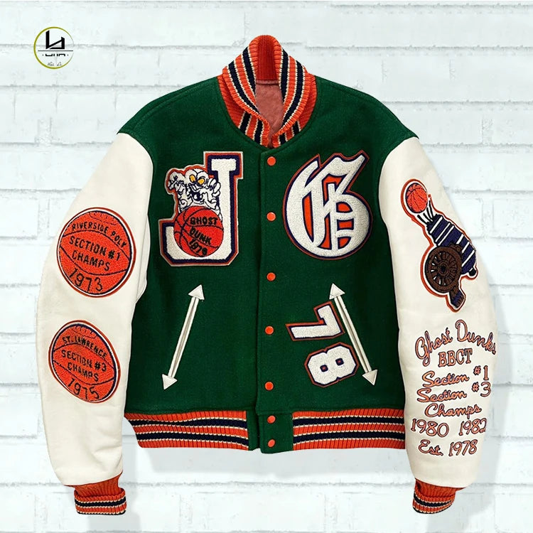 factory manufacture thick high quality mens letterman jackets wholesale custom printed embroidery baseball varsity jacket