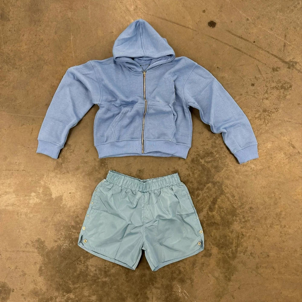 High Quality Streetwear Two Piece Hoodie Shorts Sets Custom Solid Color Men Tracksuit Sweatsuits