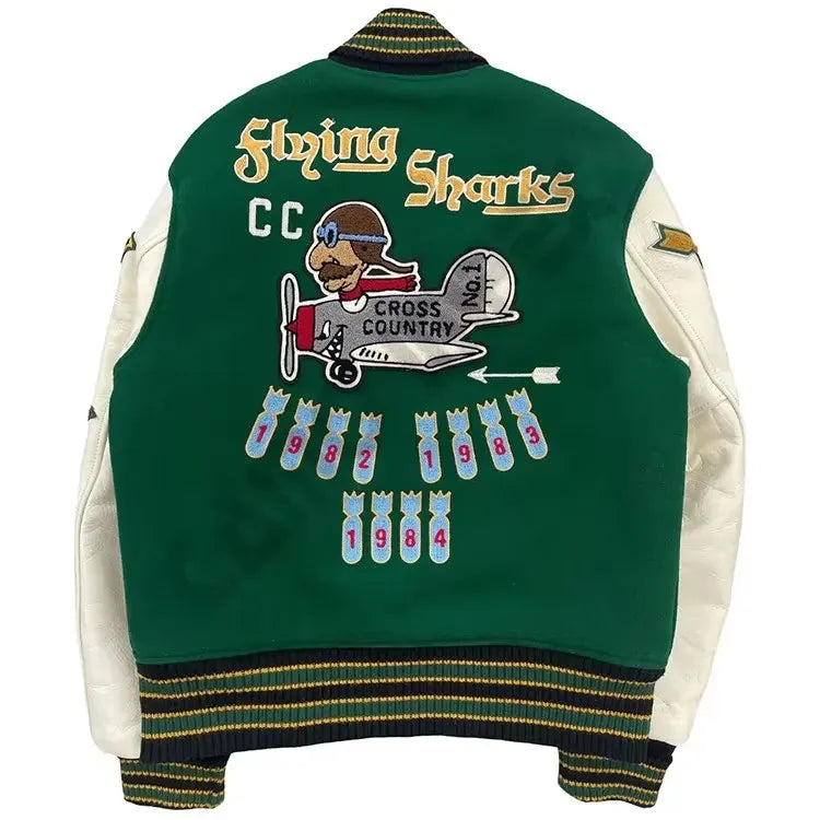 Woolen Leather Sleeve appliques Patchwork Varsity Men's Jacket Chenille Embroidery Badge Letterman Baseball Jacket Custom