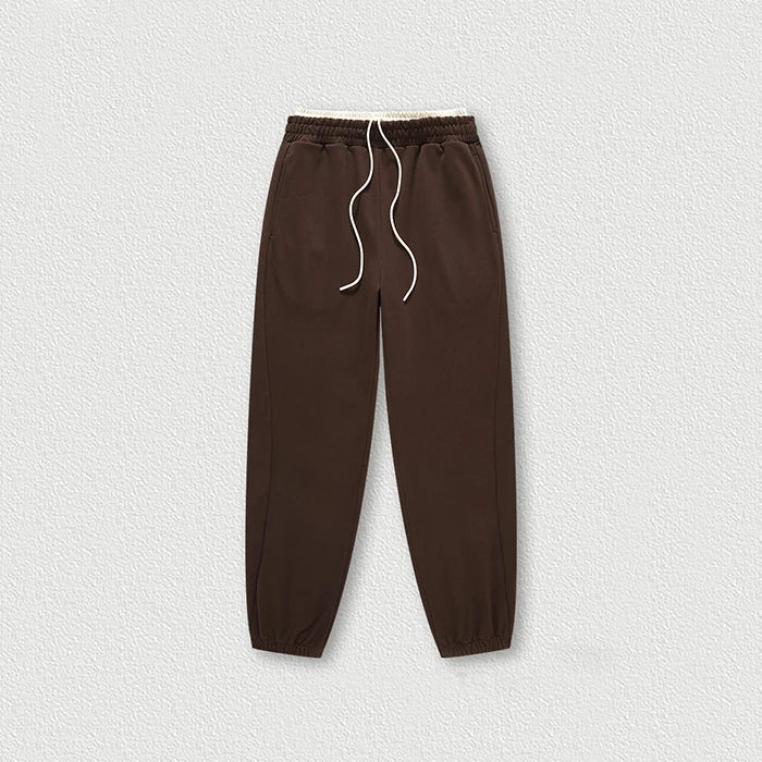 New Design 440Gsm Heavyweight Unisex Knitted Blank Sweatpants Men Oversized Relaxed Fit Double Waist Sweatpants