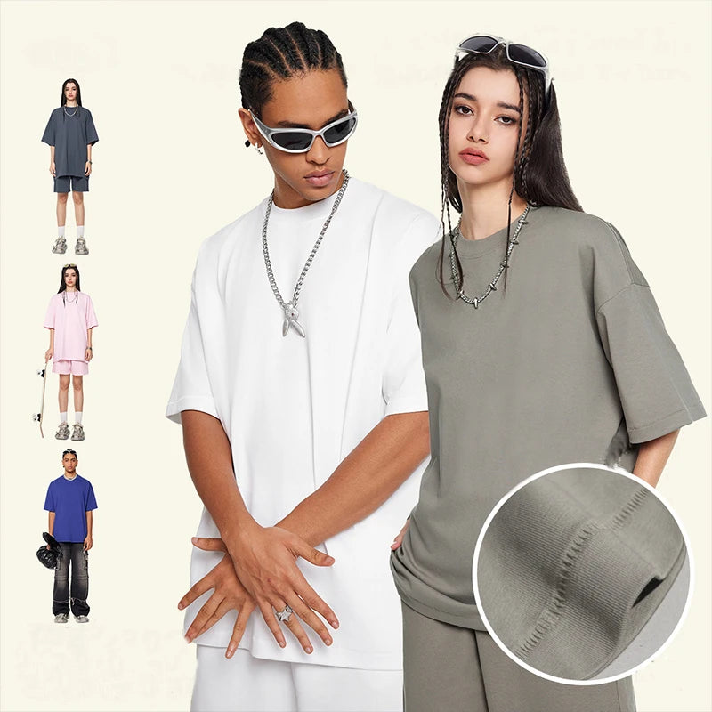 Wholesale Fashion T-shirts Blank Heavyweight Custom Logo Plain Unisex Loose T-shirt For Teenage