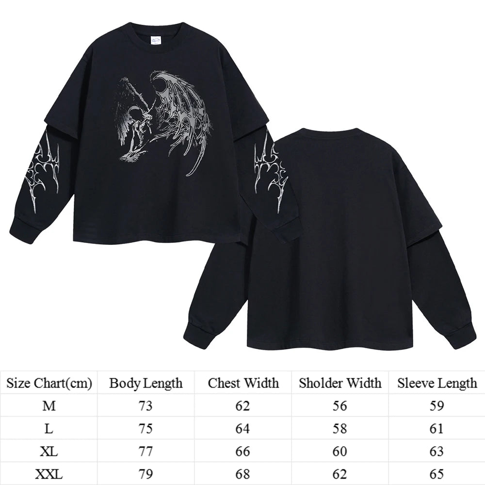 Streetwear Unisex Loose Fit Tshirts Custom Screen Printing Men 305Gsm Heavwyeight Cotton Double Layer Long Sleeve T Shirt