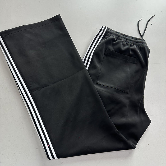 HuiLin high quality customized straight leg men flared sweatpants drawstring waist oversized striped tape side track pants