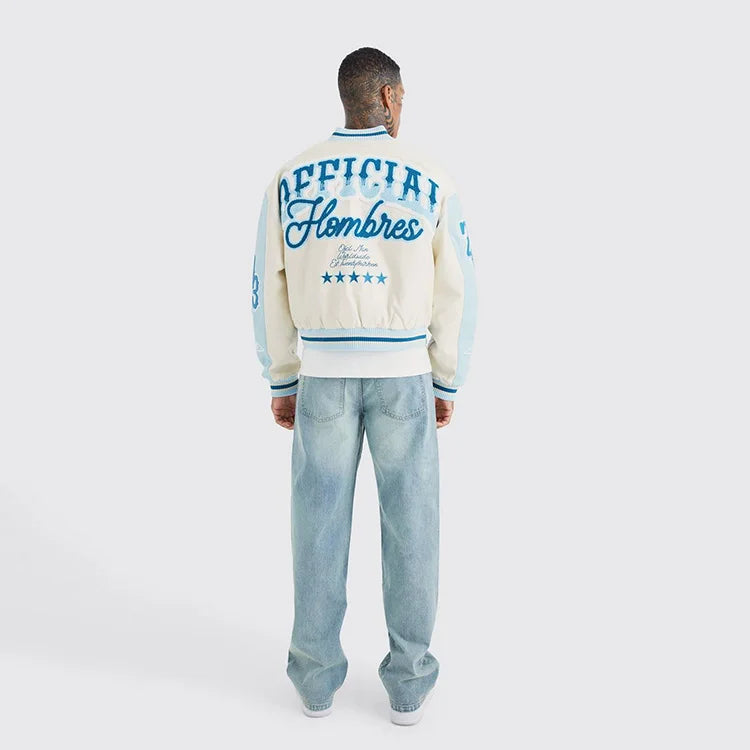 Polyester Cotton College Baseball Letterman Men's Jacket Custom Concise Style Boxy Chenille Embroidery Varsity Jacket