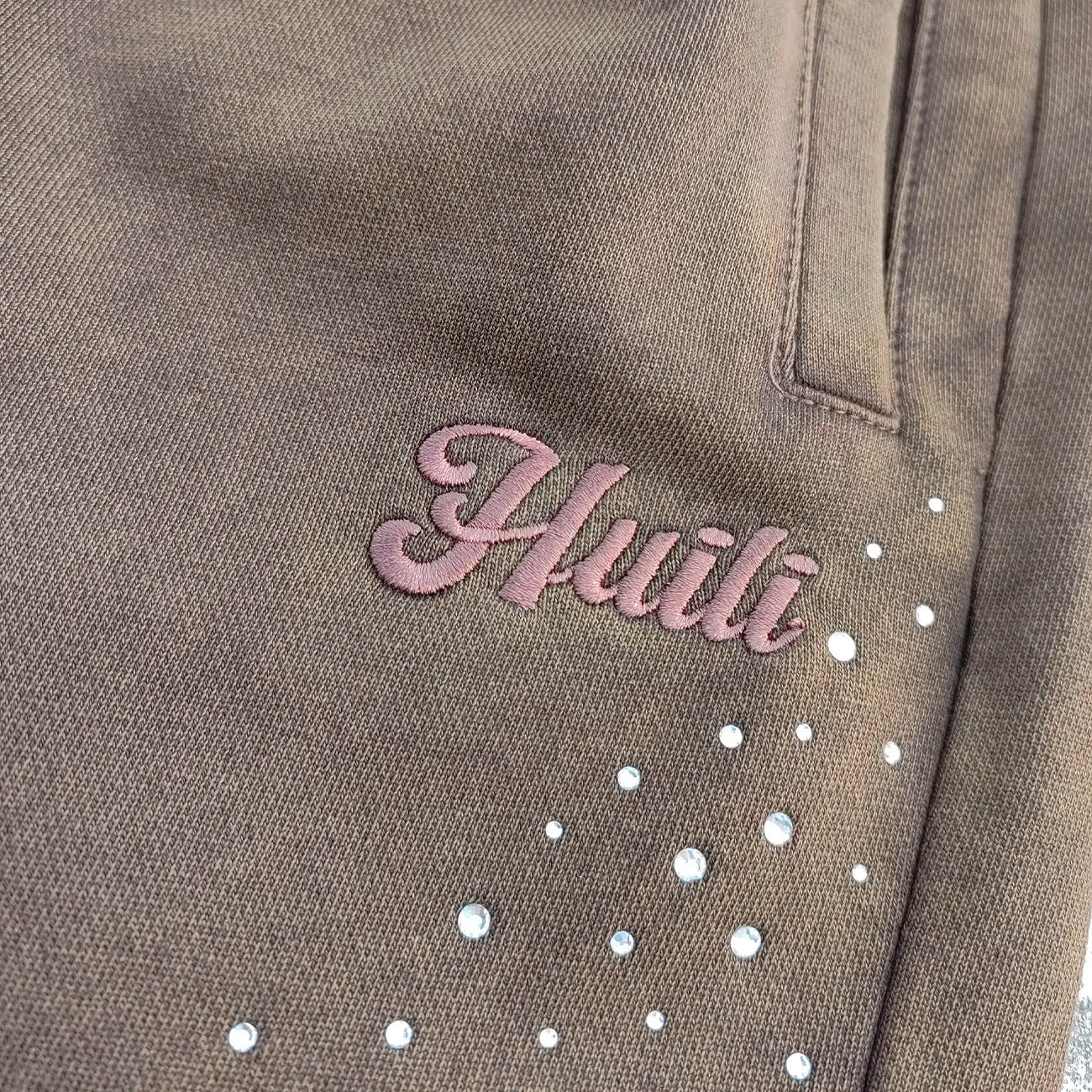 Vintage Acid Wash Heavyweight Cotton Sweatpants Men Custom Embroidery logo Straight Wide Leg Rhinestone Sweatpants