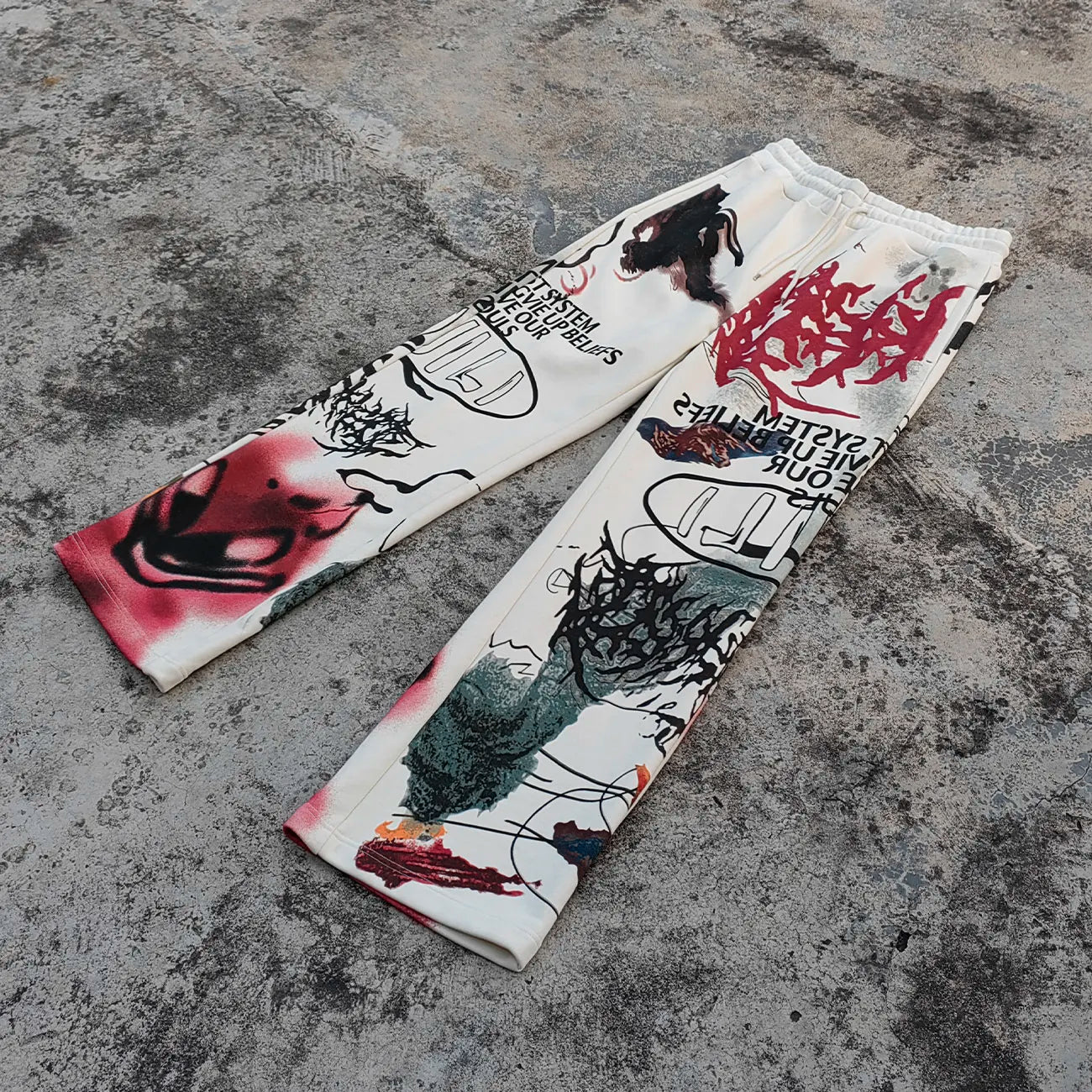Unisex Y2k Streetwear Sweatpants Custom Screen Print Wide Leg Men Baggy Loose Fit Graphic Jogger Sweatpants