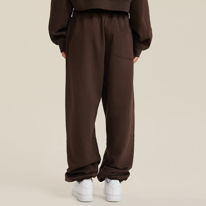 New Design 440Gsm Heavyweight Unisex Knitted Blank Sweatpants Men Oversized Relaxed Fit Double Waist Sweatpants