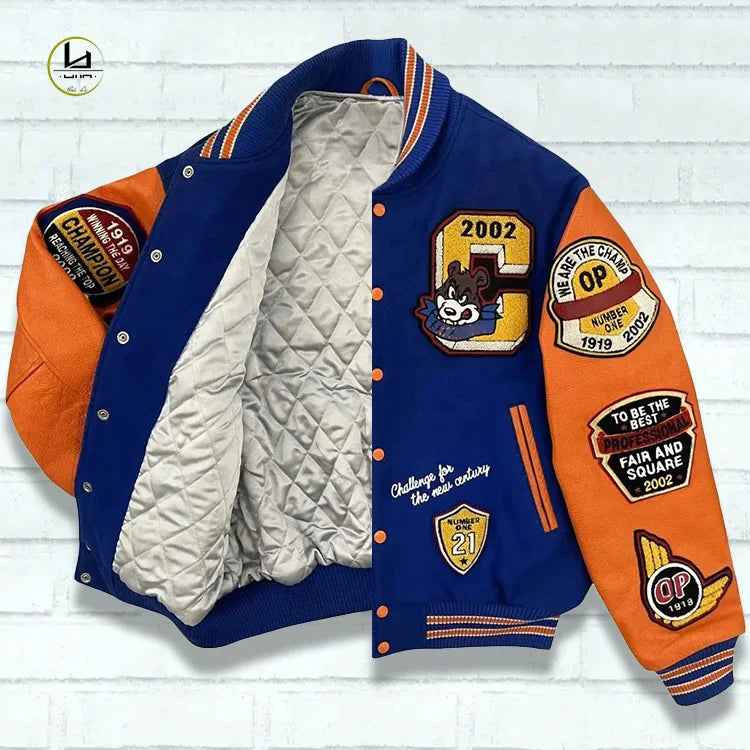Winter Filling Varsity Jacket Men Factory Custom Letter Jacket Letterman Bomber Varsity Jackets With Embroidery