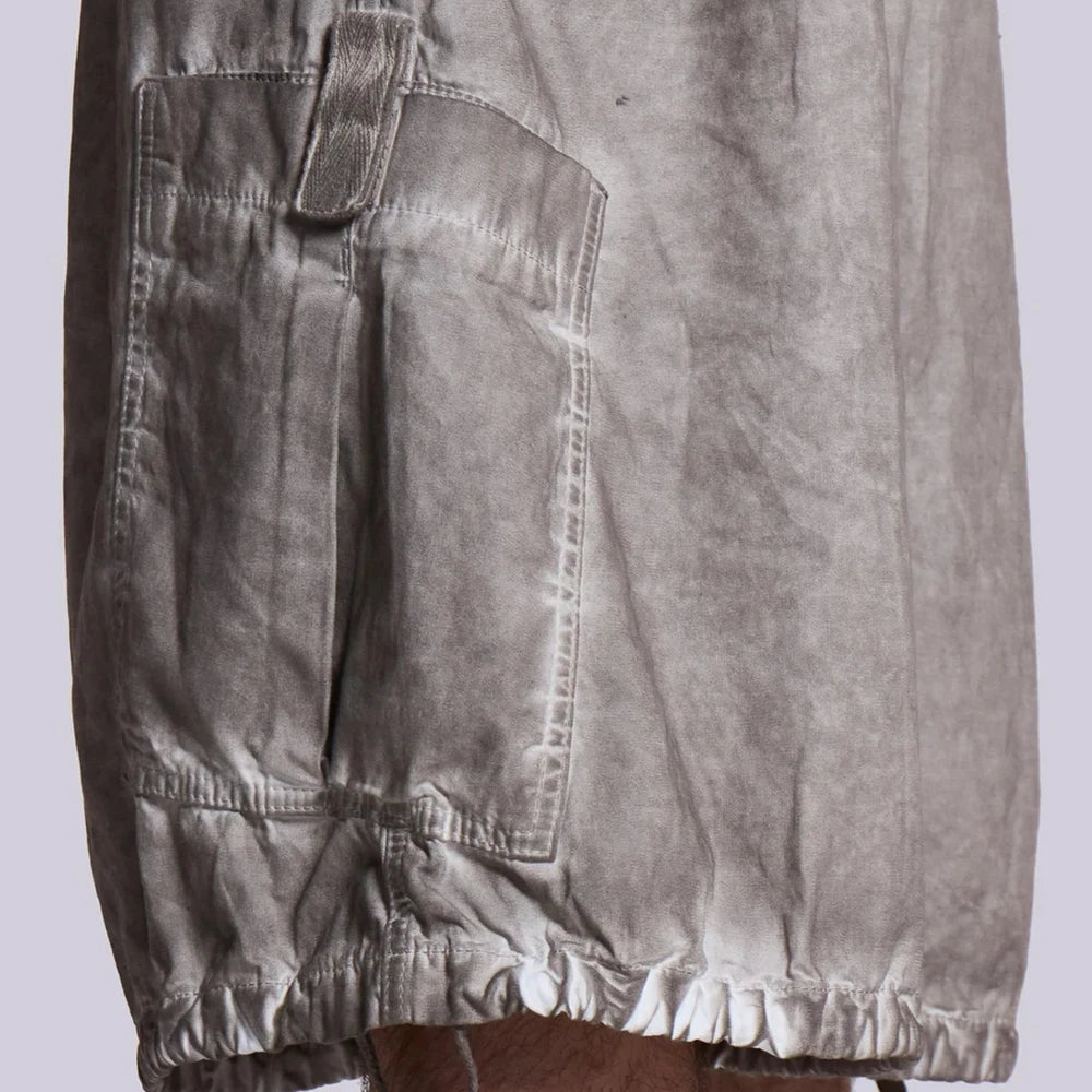 Custom Thick Cotton Cargo Shorts Men Vintage Oil Washed Baggy Wide Leg Parachute Shorts Pants