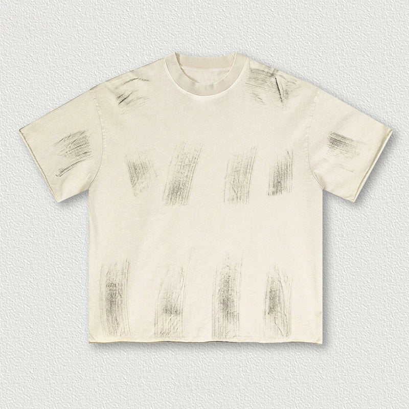 Manufacturer Heavyweight Painted Color Acid Washed Hip Hop Raw Hem Round Neck Oversize Cotton T-Shirt