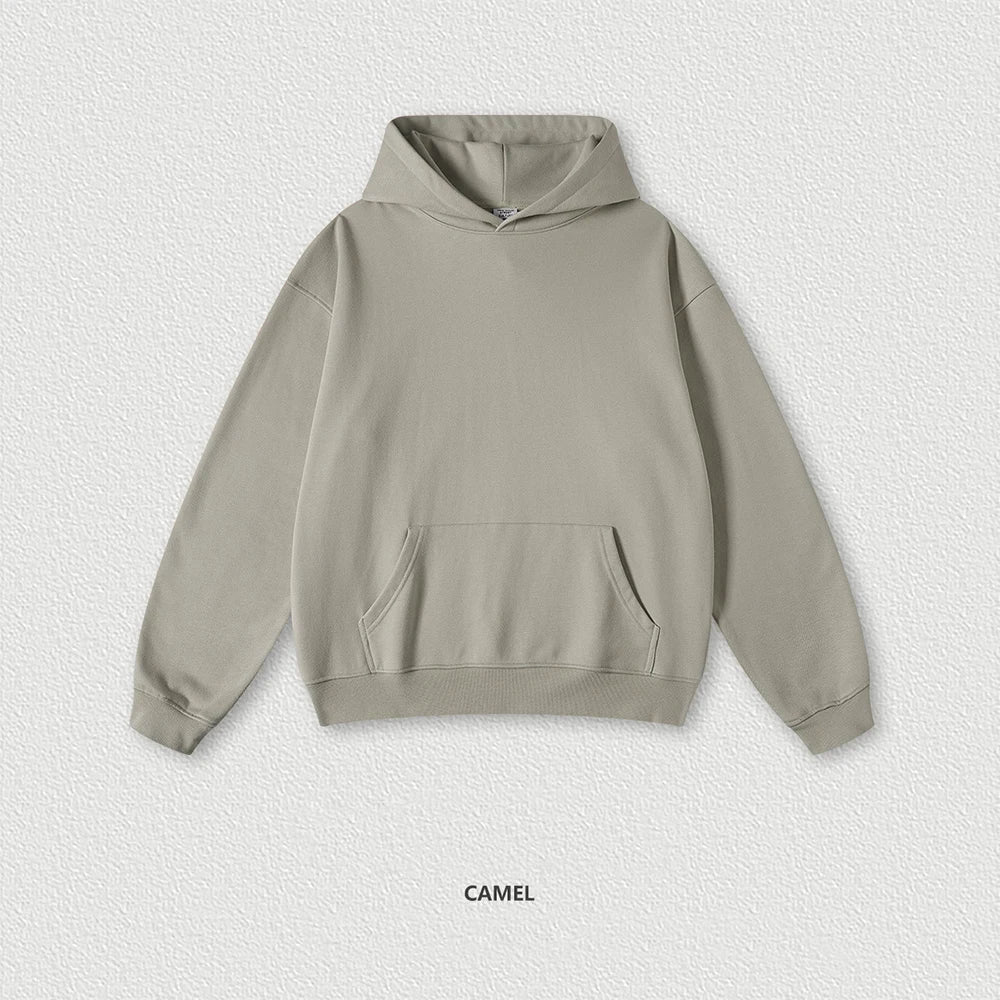 Hot Selling Solid Color Unisex Blank Pullover Hoodies Custom 445Gsm Thick Cotton Men French Terry Heavyweight Hoodie