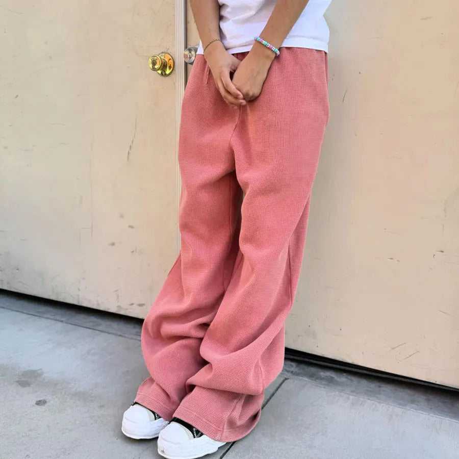 Factory Wholesale Unisex Oversized Fit 100% Cotton Sweat Track Pants Straight Wide Leg Men Solid Color Baggy Sweatpants