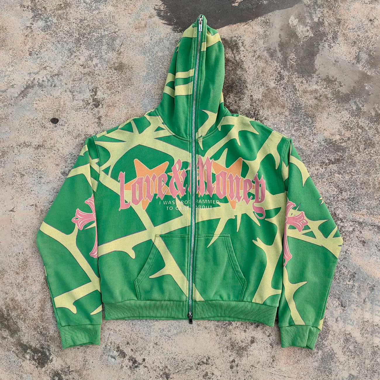 Screen Printing Graphic Hoodies Mens Custom Full Face Zip up Heavyweight French Terry Hoodie