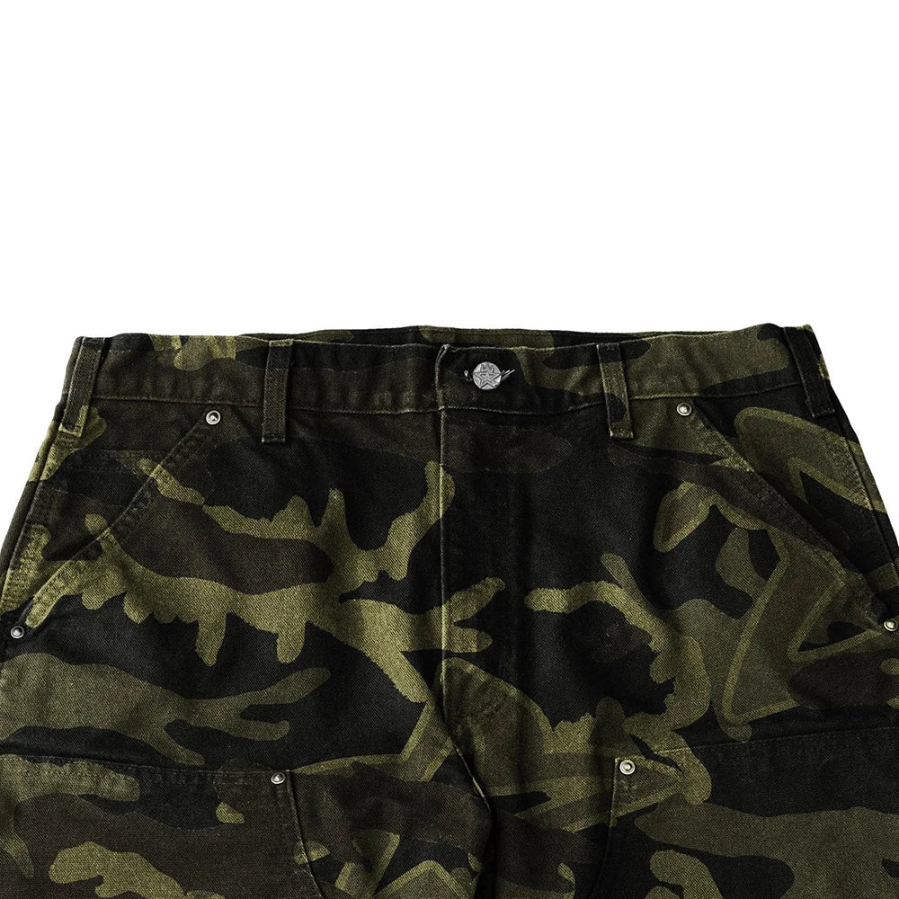 Tactical Carpenter Outdoor Pants Trousers Custom Allover Camo Printed Men Ripstop Wide Leg Cargo Pants