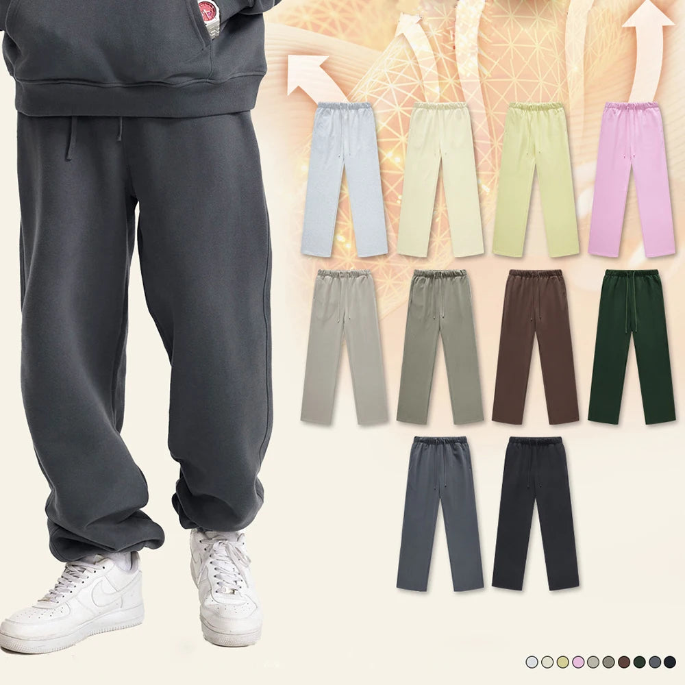 Clothing Factory Oem Customized 100% Cotton French Terry Plain Blank Sweatpants Men Heavyweight Straight Leg Sweatpants