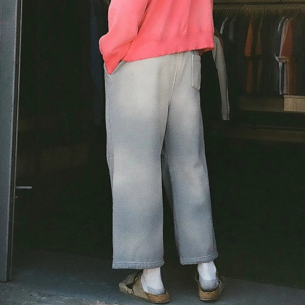 Factory Customized 100% Cotton Heavyweight Sweatpants Men Vintage Washed Sun Faded Wide Leg Sweatpants