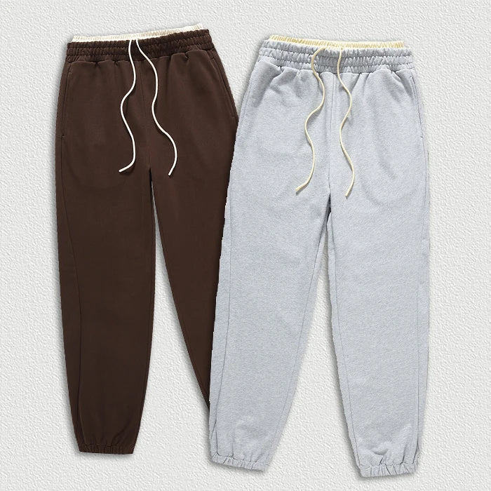 New Design 440Gsm Heavyweight Unisex Knitted Blank Sweatpants Men Oversized Relaxed Fit Double Waist Sweatpants