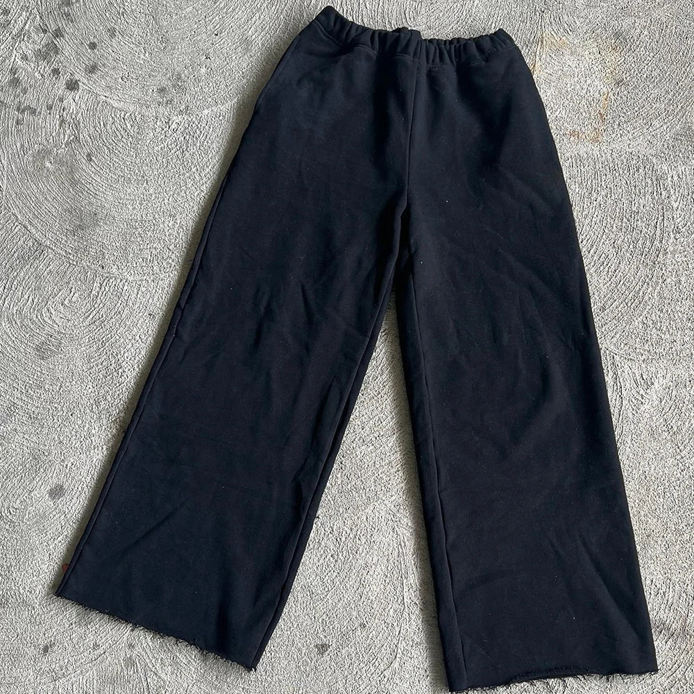 Basic Solid Color Wide Leg Sweat Pants Heavyweight Cotton French Terry Men Oversized Baggy Sweatpants