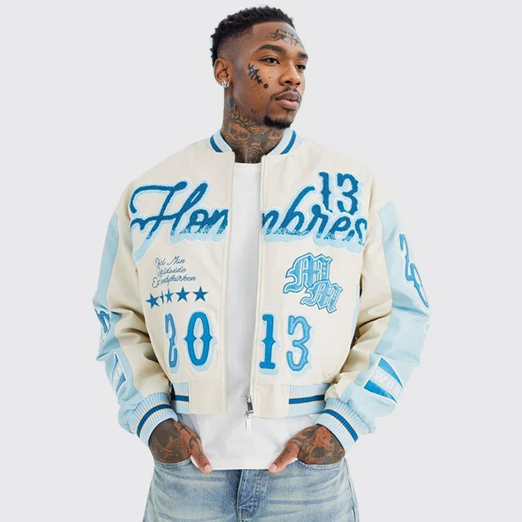 Polyester Cotton College Baseball Letterman Men's Jacket Custom Concise Style Boxy Chenille Embroidery Varsity Jacket