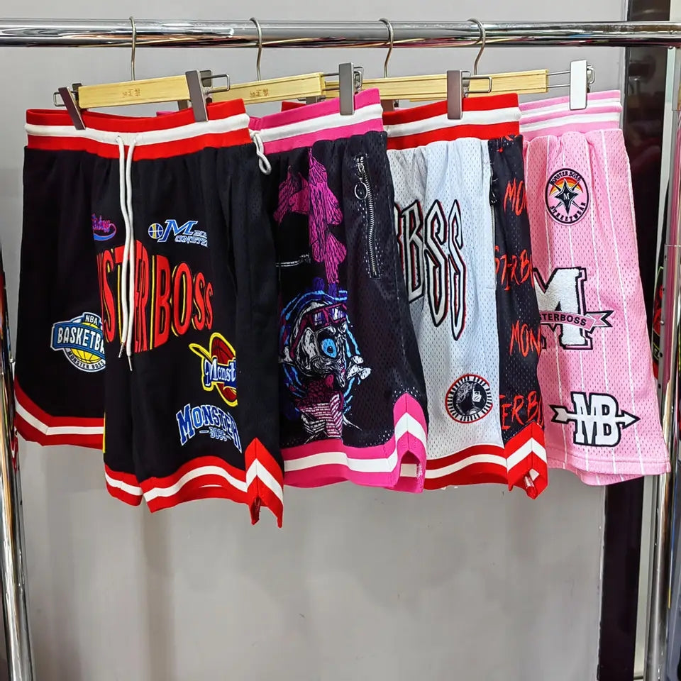 FACTORY gym shorts custom embroidered patched basketball shorts men graphic printing mesh shorts