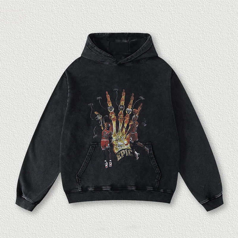 Wholesale Acid Hoodie Washed With Stylish Stone Washed With Custom DTG Print Acid Wash Unisex Hoodie