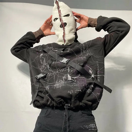 Monster factory wholesale full body printed masked hoodie custom full face zipper hoodie