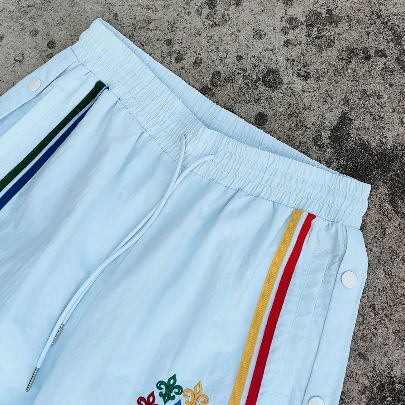 Windbreaker Track Pants Custom Embroidery logo Men Side Button up Wide Leg Nylon Jogger Striped Track Pants