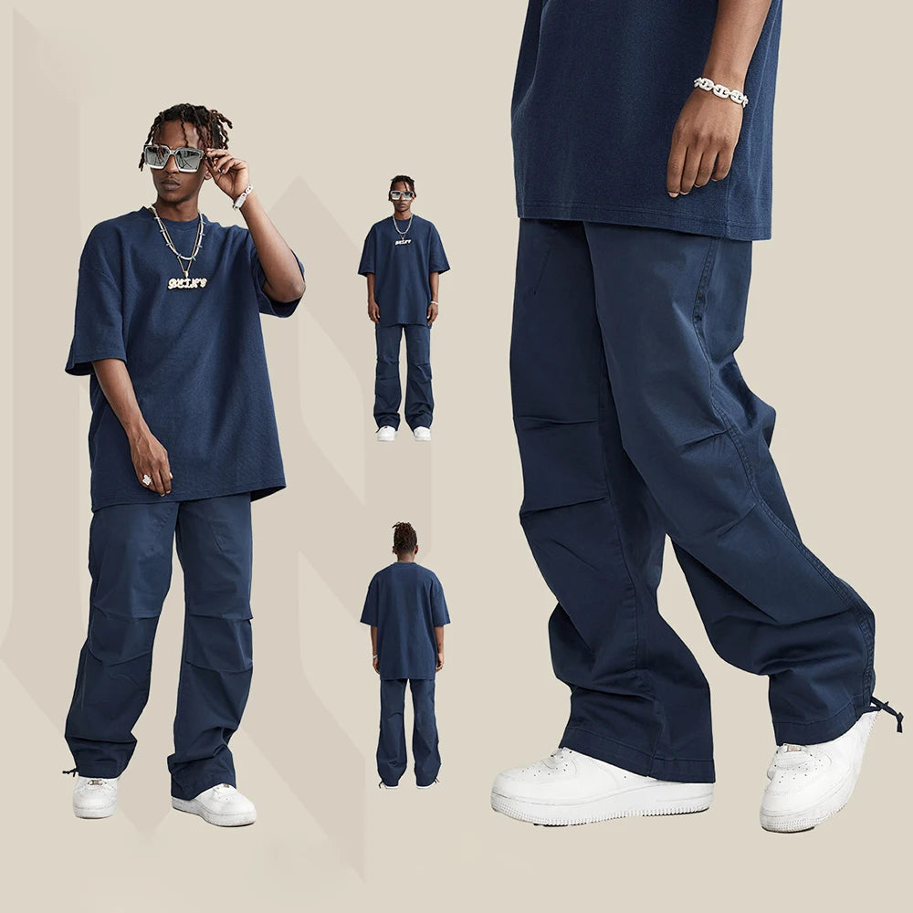 Retro Wash Carpertner Pants Unisex Oversized Casual Pants High Street Fashion Baggy Wide Leg Cargo Pants Men