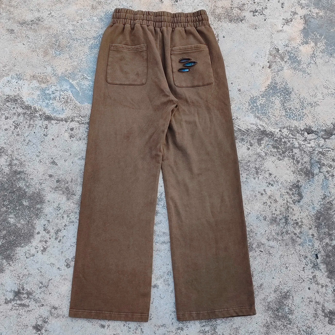 Vintage Acid Wash Heavyweight Cotton Sweatpants Men Custom Embroidery logo Straight Wide Leg Rhinestone Sweatpants