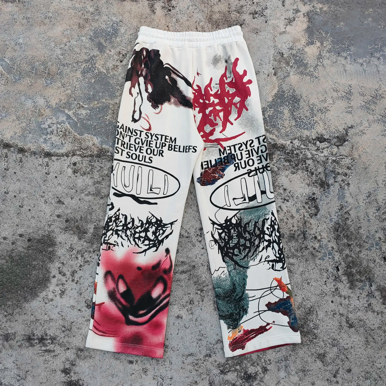 Unisex Y2k Streetwear Sweatpants Custom Screen Print Wide Leg Men Baggy Loose Fit Graphic Jogger Sweatpants