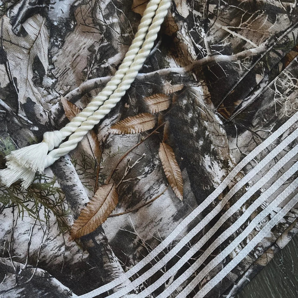 Hot Selling Heavyweight Thick Cotton Wide Leg Track Pants Men Custom Allover Printed Striped Trimmed Camo Sweatpants
