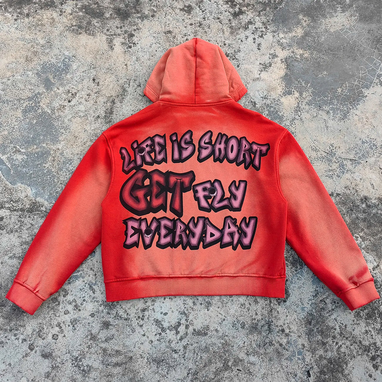 Oversized Fit Unisex Heavyweight Zip up Hoodie Custom Screen Print Men Distressed Washed Vintage Sun Faded Graphic Hoodies