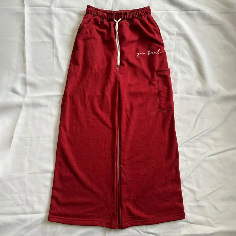 Hot Selling Basic Thick Cotton Wide Straight Leg Sweatpants Men Drawstring Waist Oversized Baggy French Terry Sweatpants