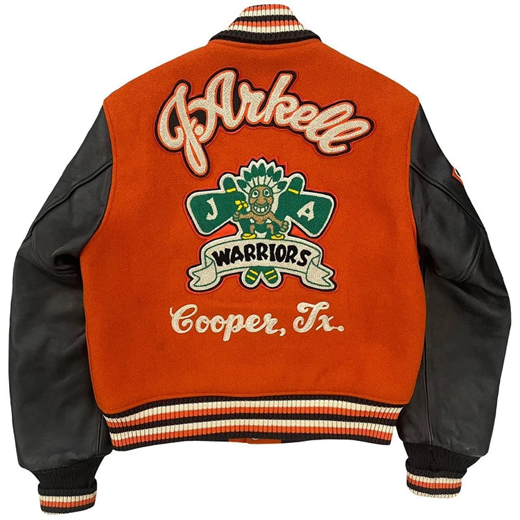 manufacture streetwear heavyweight contrast color embroidery letterman jacket mens custom sleeve leather varsity jacket