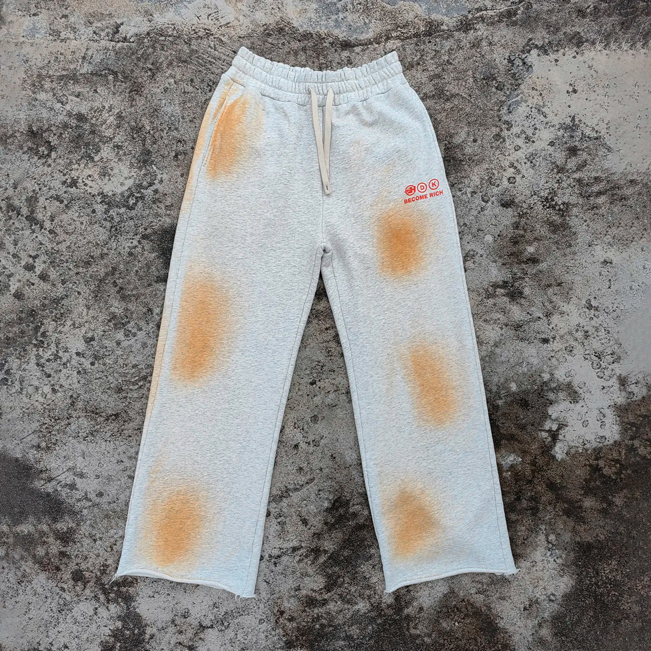 Screen Printed logo Heavy Cotton Wide Leg Sweatpants Custom Vintage Washed Men Sun Faded Raw Hem Baggy Fit Sweatpants
