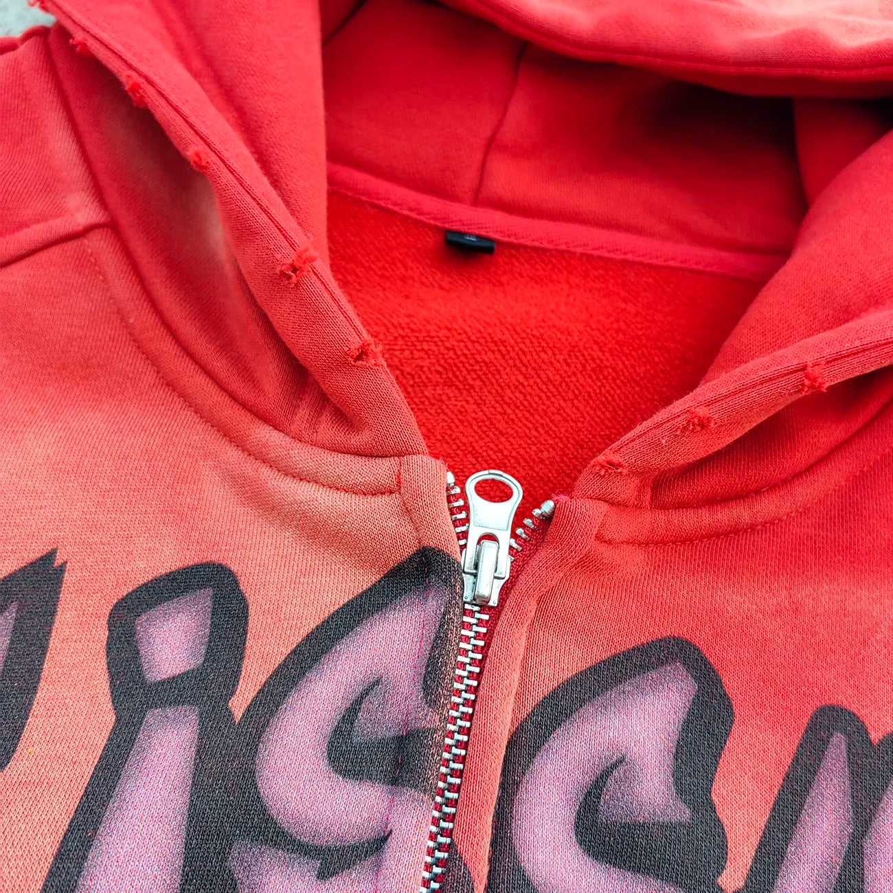 Oversized Fit Unisex Heavyweight Zip up Hoodie Custom Screen Print Men Distressed Washed Vintage Sun Faded Graphic Hoodies