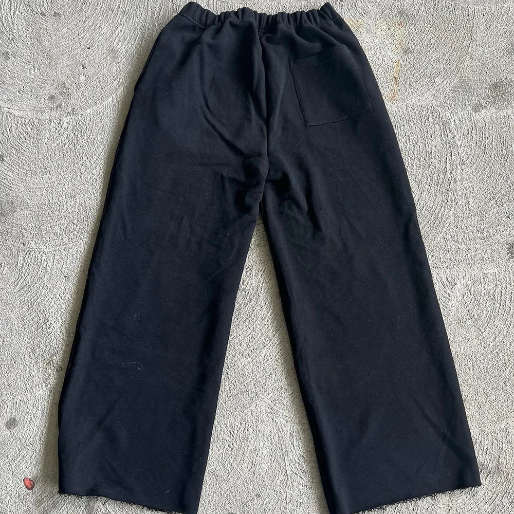 Basic Solid Color Wide Leg Sweat Pants Heavyweight Cotton French Terry Men Oversized Baggy Sweatpants