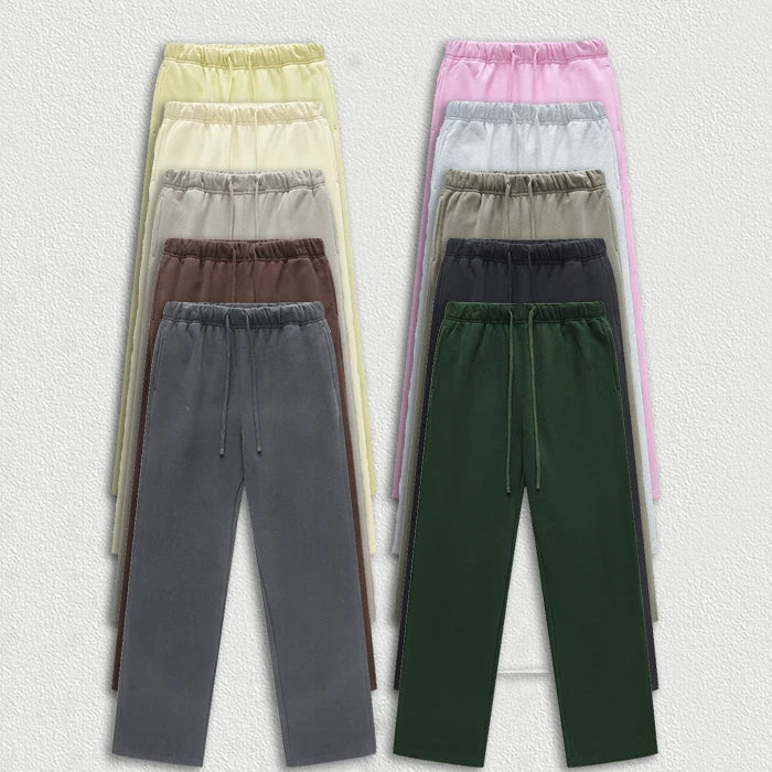 Clothing Factory Oem Customized 100% Cotton French Terry Plain Blank Sweatpants Men Heavyweight Straight Leg Sweatpants