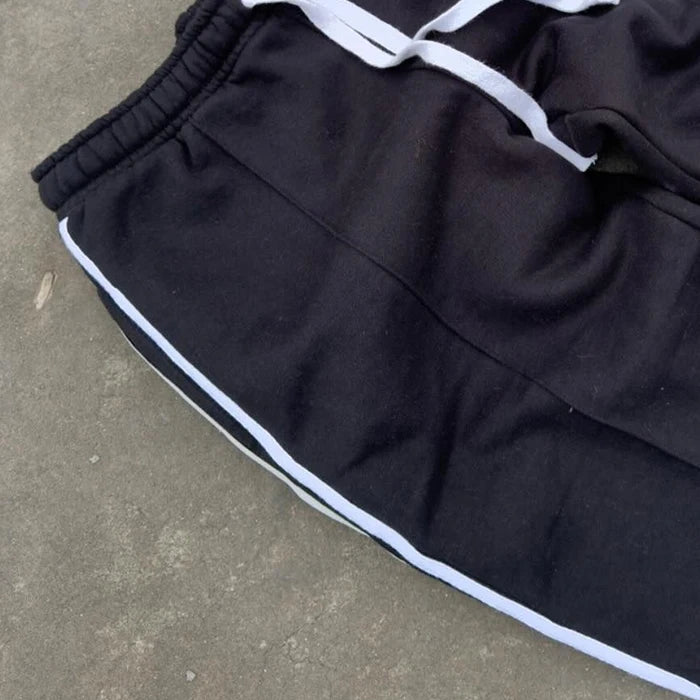 HUILIN Factory Custom Baggy-Hose aus Jersey, schwere Jogginghose, Seitenstreifen, gerades Bein, Herren-Trainingshose für Männer