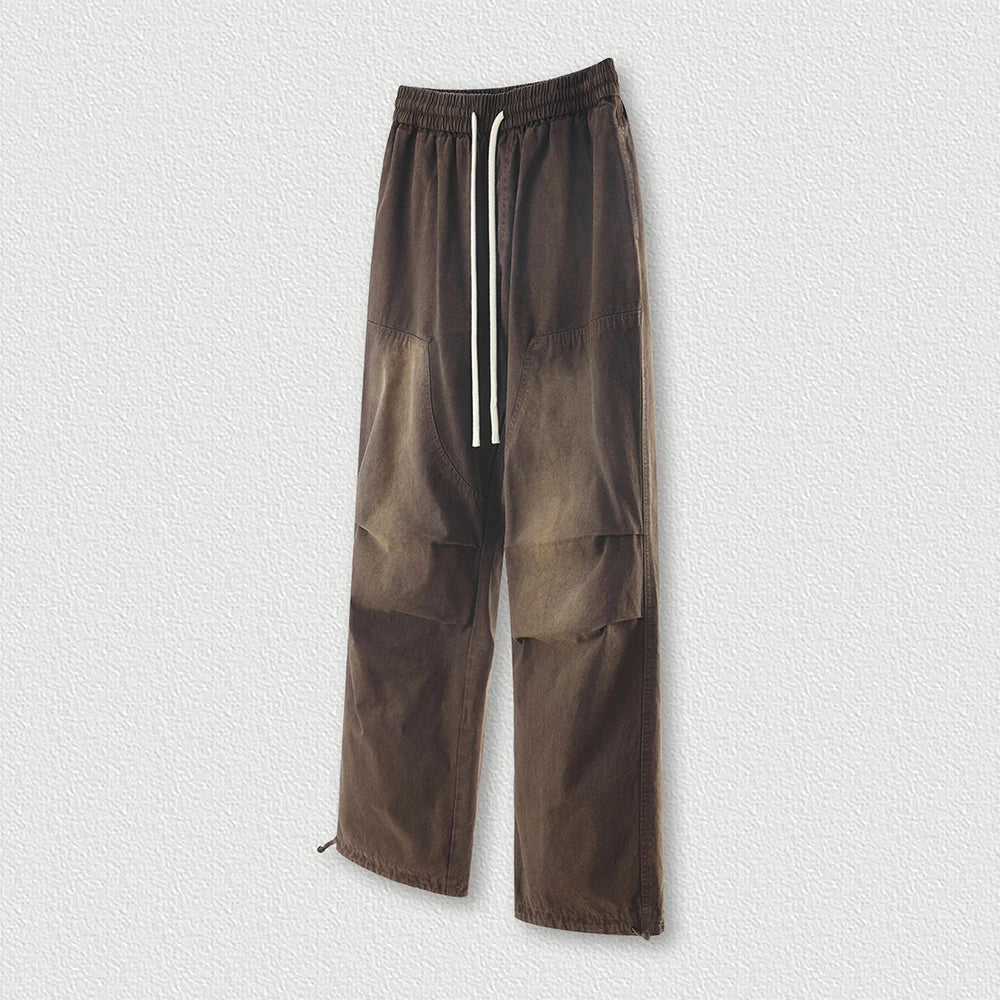 Winter Monkey Washed Gradient Woven Carpertner Outdoor Pants Oversized Wide Leg Men Sun Faded Thick Cotton Cargo Pants
