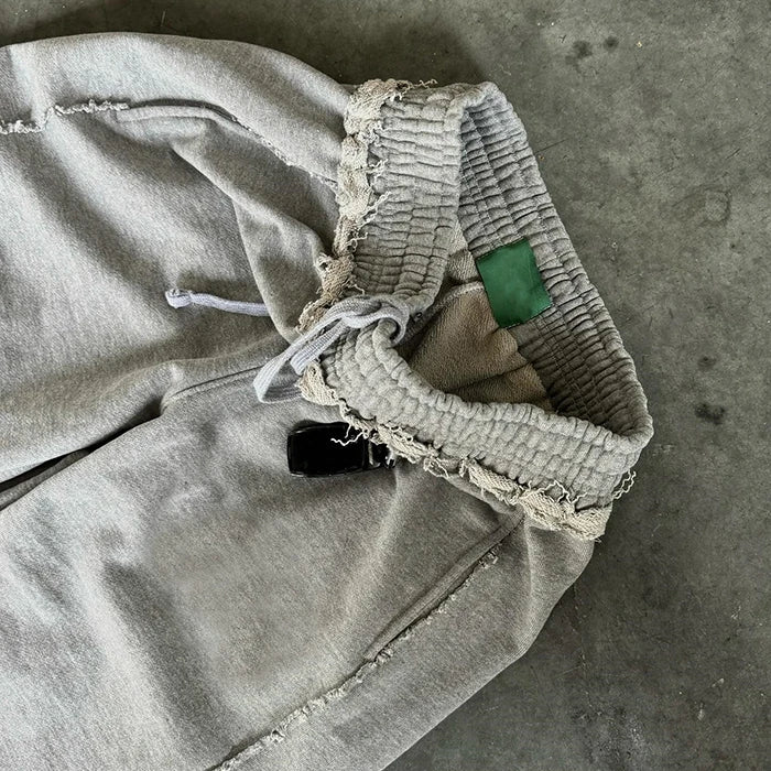 OEM New Trend Unisex Oversized Baggy Sweatpants Custom Raw Hem Bottom Men Blank Oversized Wide Leg Sweatpants