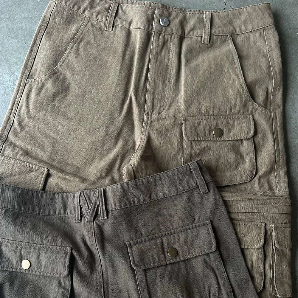 Professional Custom Streetwear Cargo Pants Men Heavyweight Double Knee Big Pockets Tactical Pants