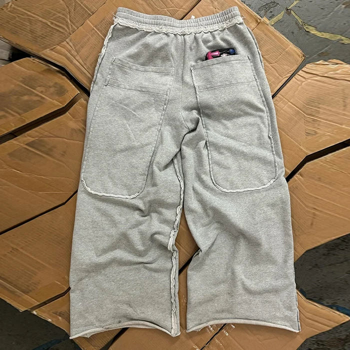 Benutzerdefiniertes Sticklogo Schwere gestapelte Schlaghose aus Fleece mit geradem Bein Vintage-Jogginghose mit Acid-Wash für Männer