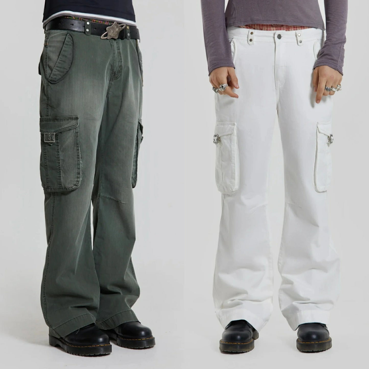 Straight Leg Streetwear Work Pants Trousers Thick Cotton Men Casual Plain Twill Cargo Pants