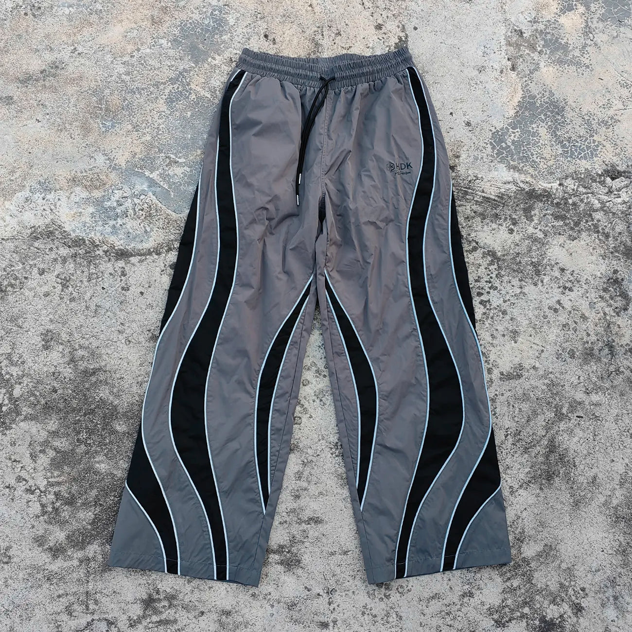 Printed logo Fashion Streetwear Woven Track Pants Custom Elastic Waist Color Block Design Wide Leg Men Baggy Tarck Pants