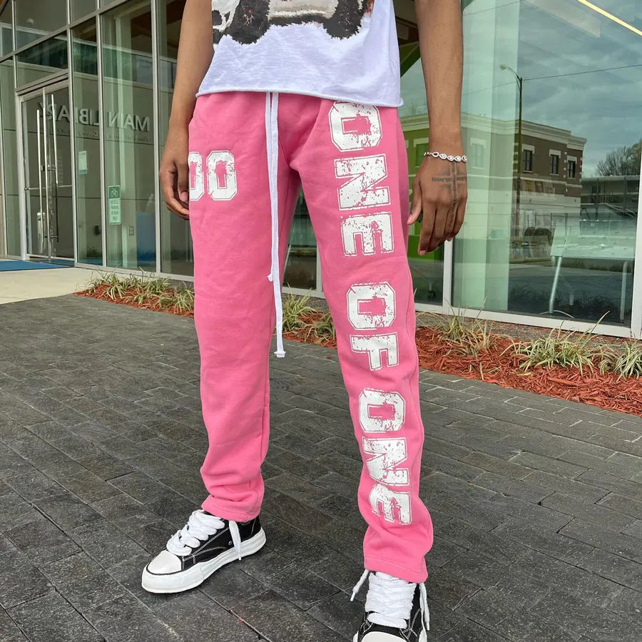 Factory Oem Basic Elastic Drawstring Waist Jogger Pants Men Custom Logo Printing Heavyweight Straight Leg Sweatpants Men