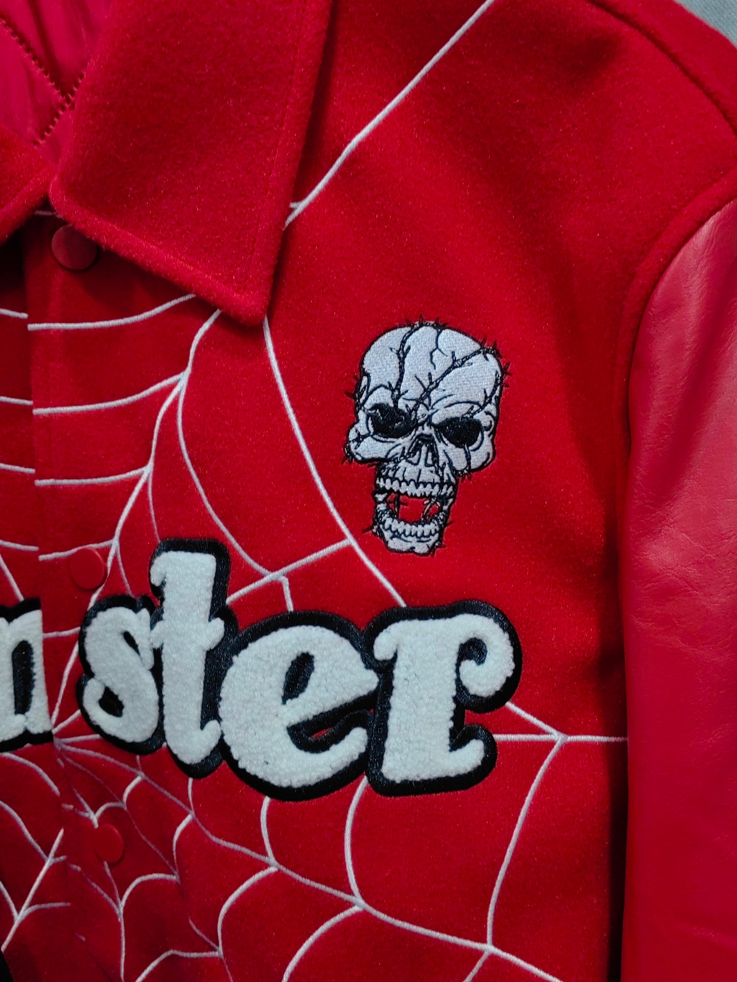 factory wholesale custom logo chenille embroidery letterman varsity jacket with leather sleeves