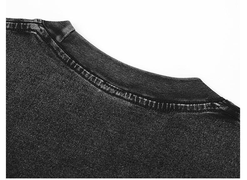 clothing supplier wholesale high quality black acid wash can be customized printed T-shirt